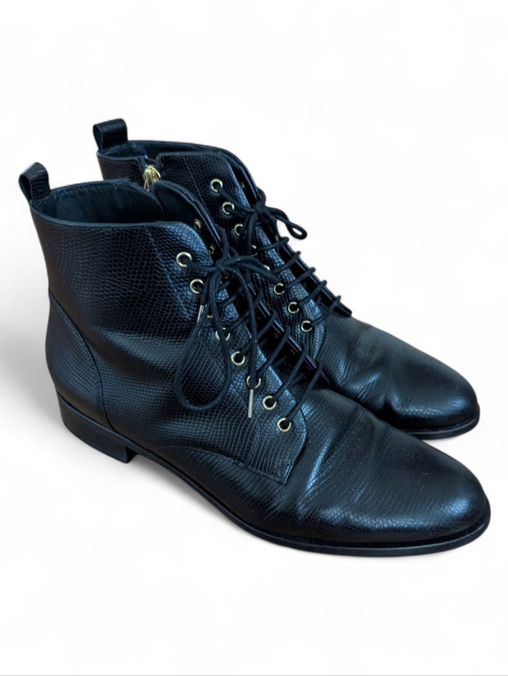 Bocage Made In France Embossed Leather Ankle Boots